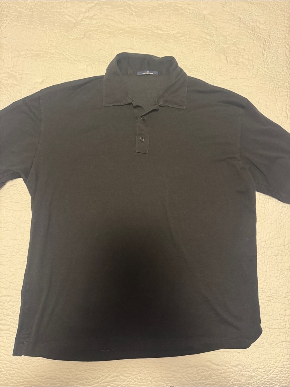 Ermenegildo Zegna Black Polo Shirt with Three-Button Placket